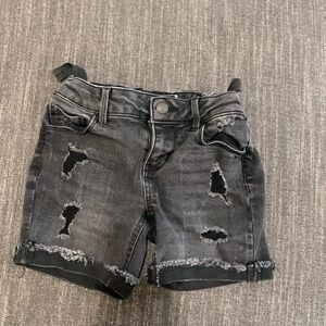 Faded black denim shorts